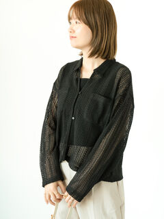 ★タグ付き未使用★アズノウアズオオラカ　麻混　刺繍たっぷりチュニックブラウス AS KNOW AS plus（アズノゥアズプラス）の「○クロスステッチ5分