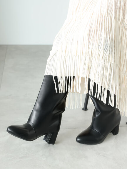 ロングブーツ（ブラック/ベージュ）｜Lugnoncure（ルノンキュール）通販