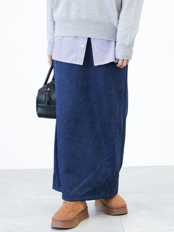 選べる着丈】スウェード調タイトスカート（ボトムス/スカート