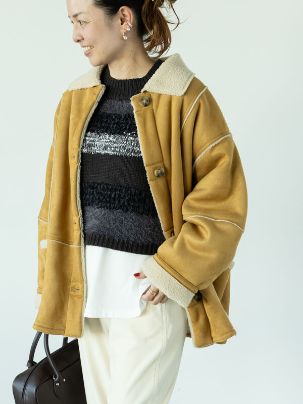 リバーシブルフェイクムートンコート（アウター/コート）【セール