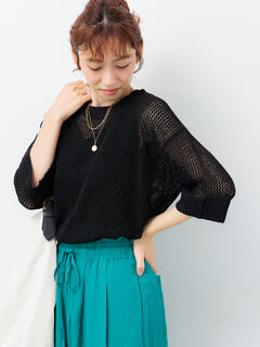 良品❗️【Lugnoncure】ケーブルキーネックニットセーター (F) 黄土色 ニット・セーターのセール・アウトレット｜Lugnoncure（ルノンキュール