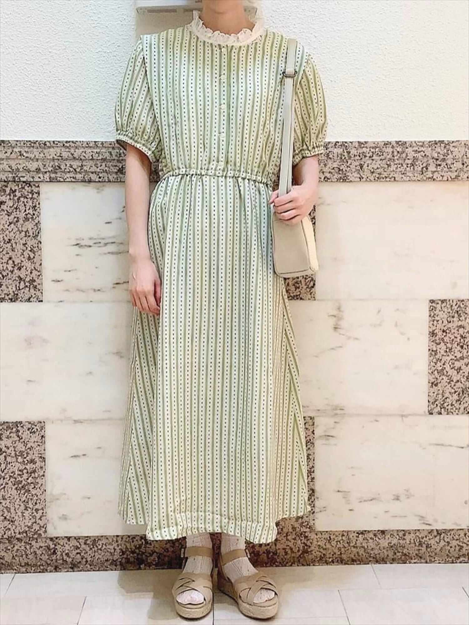 ストライプ花柄ワンピース ワンピース ワンピース セール Ehka Sopo エヘカソポ のアウトレット Outlet 公式通販