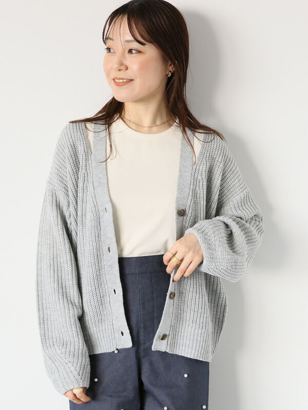 カットアウトVネックカーディガン（トップス/カーディガン）【セール