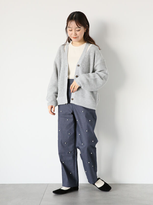 グレー Vネック ジップアップカーディガン 予約販売】 Vネックジップカーディガン#グレー | KISHIKA