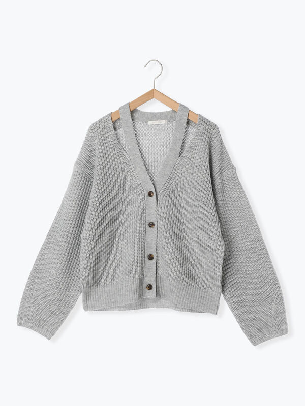 カットアウトVネックカーディガン（トップス/カーディガン）【セール