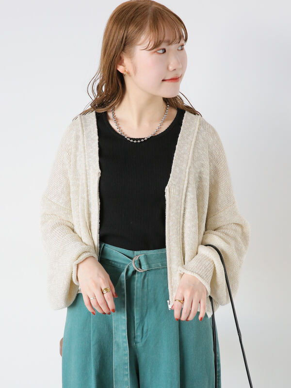 グレー Vネック ジップアップカーディガン Vネックジップカーディガン（トップス/カーディガン）【セール】｜ehka