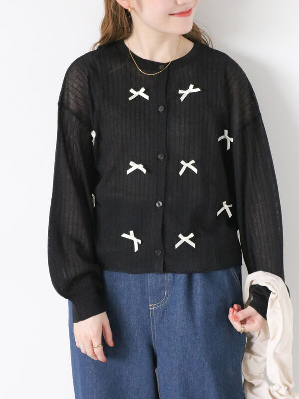 リボンいっぱいカーディガン（トップス/カーディガン）【セール