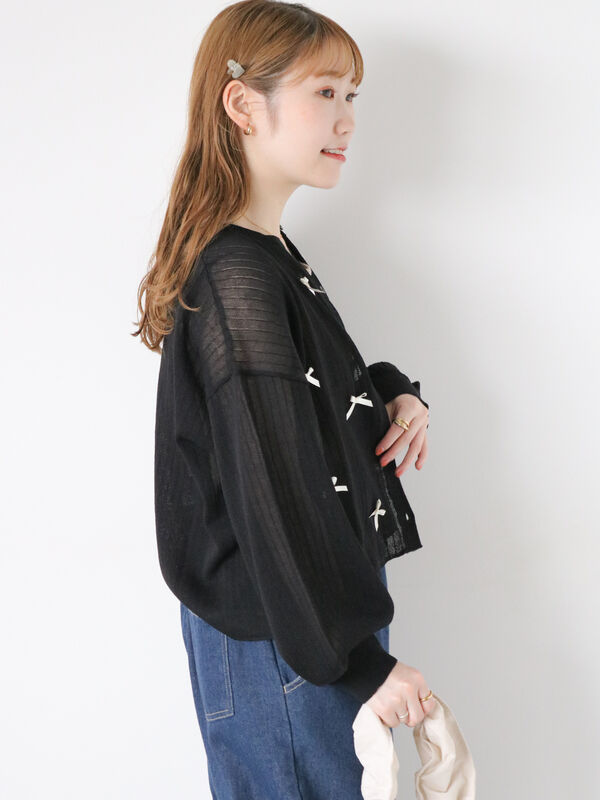 リボンいっぱいカーディガン（トップス/カーディガン）【セール