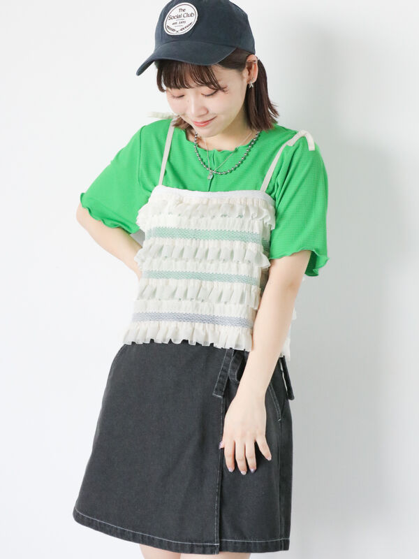 カットフリルキャミソール(セットアップ可)（トップス/シャツ