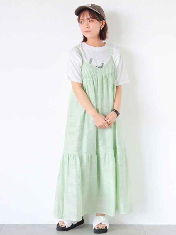 シアーチェックティアードキャミワンピース（ワンピース/ワンピース