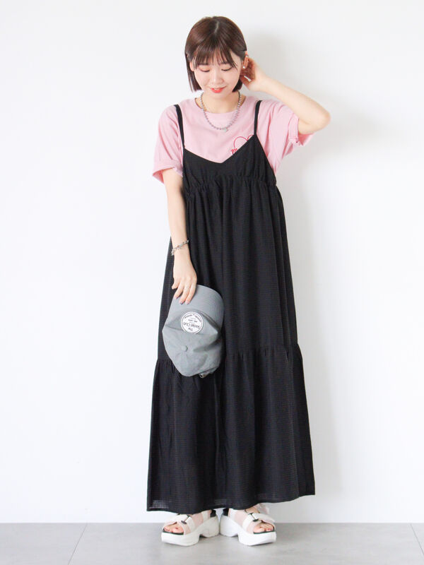 シアーチェックティアードキャミワンピース（ワンピース/ワンピース