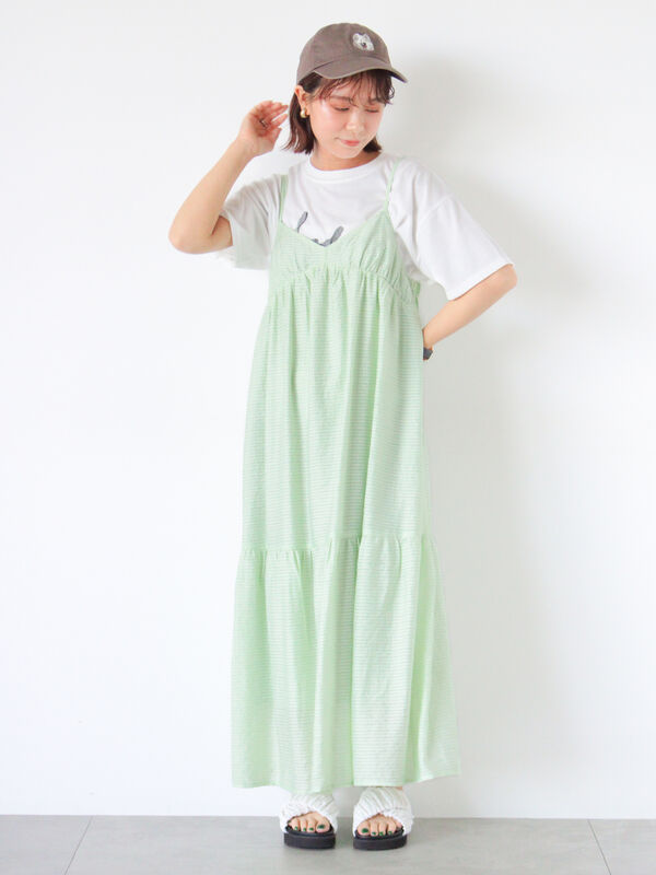 シアーチェックティアードキャミワンピース（ワンピース/ワンピース