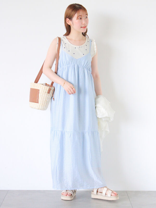 シアーチェックティアードキャミワンピース（ワンピース/ワンピース