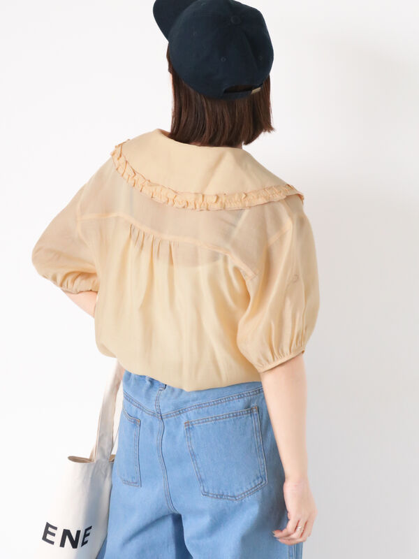 エヘカソポ　シアーカットソー　ホワイト　ベージュ　ミント　３枚セット　新品未使用 セール】 テープ刺繍シアーカットソー（オフホワイト/ブラック