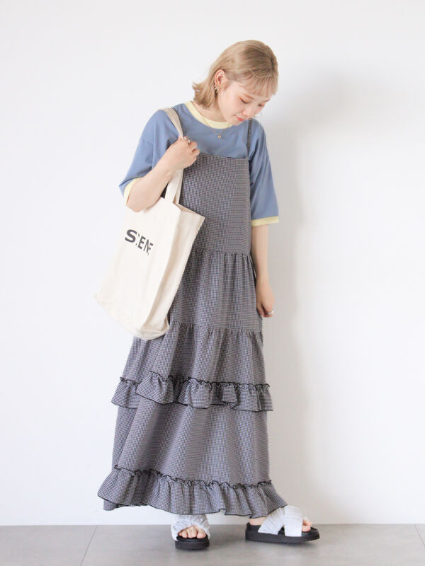 【ksna】チュールティアードフリルハイウエストワンピース sサイズ チャコール ksna】チュールティアードフリルハイウエストワンピース sサイズ