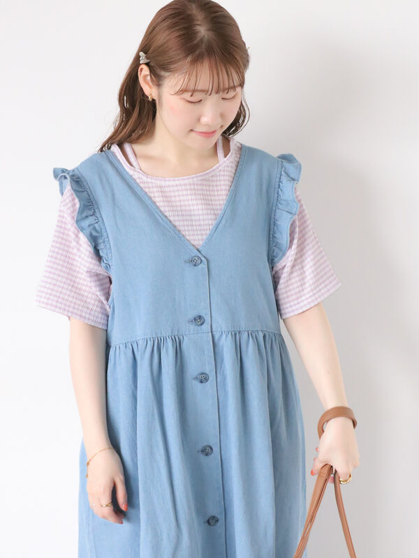 前後2WAYデニムフリルジャンスカ（ワンピース/ワンピース）【セール