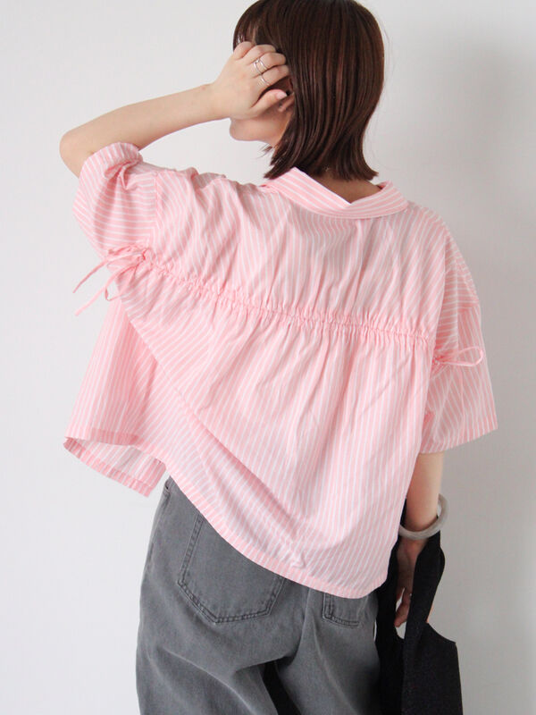 yori フリルストライプシャツ 36 yori ミニフリル ストライプシャツ