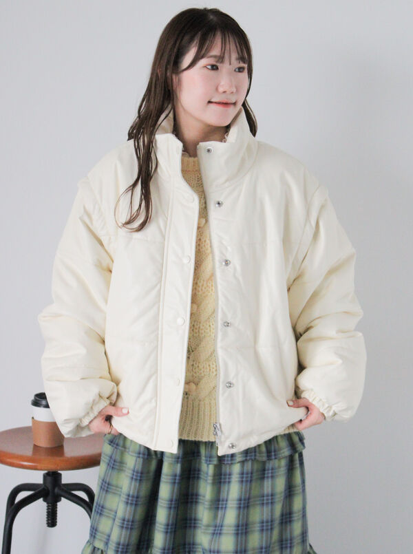 2wayエコレザー中綿ジャケット（アウター/ジャケット）【セール