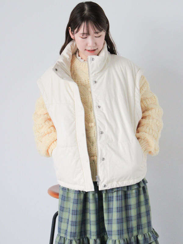 2wayエコレザー中綿ジャケット（アウター/ジャケット）【セール