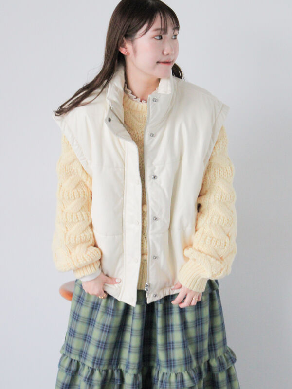 2wayエコレザー中綿ジャケット（アウター/ジャケット）【セール