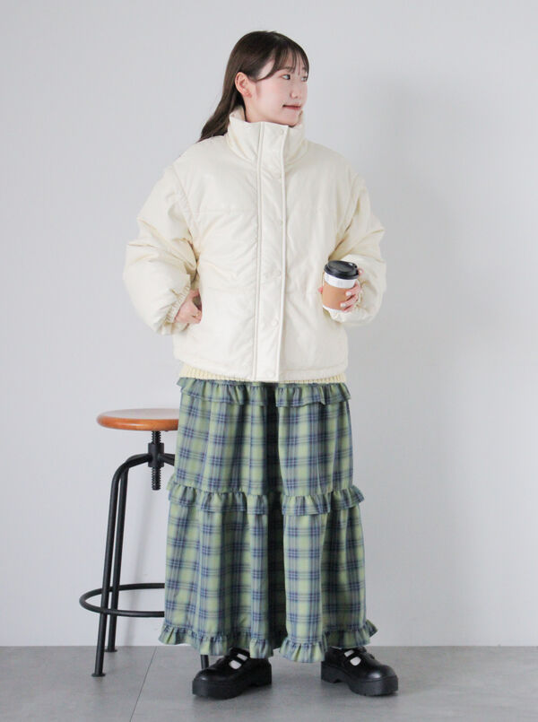 2wayエコレザー中綿ジャケット（アウター/ジャケット）【セール