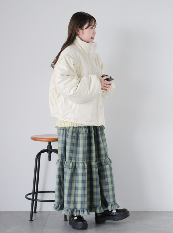 2wayエコレザー中綿ジャケット（アウター/ジャケット）【セール