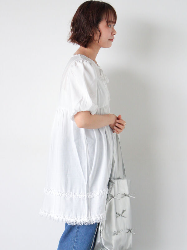 美品 ADORE LEPHIL ホワイト 半袖チュニック Fサイズ 美品 ADORE