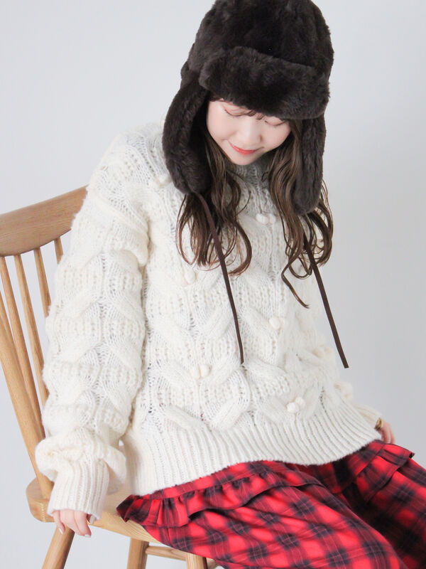 ポンポン付ニット（トップス/ニット・セーター）【セール】｜ehka sopo