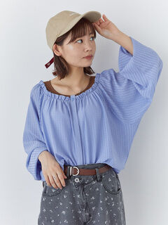 ユナヒカ yunahica セットインフリルブラウス　ブルー セットインフリルブラウス | yunahica