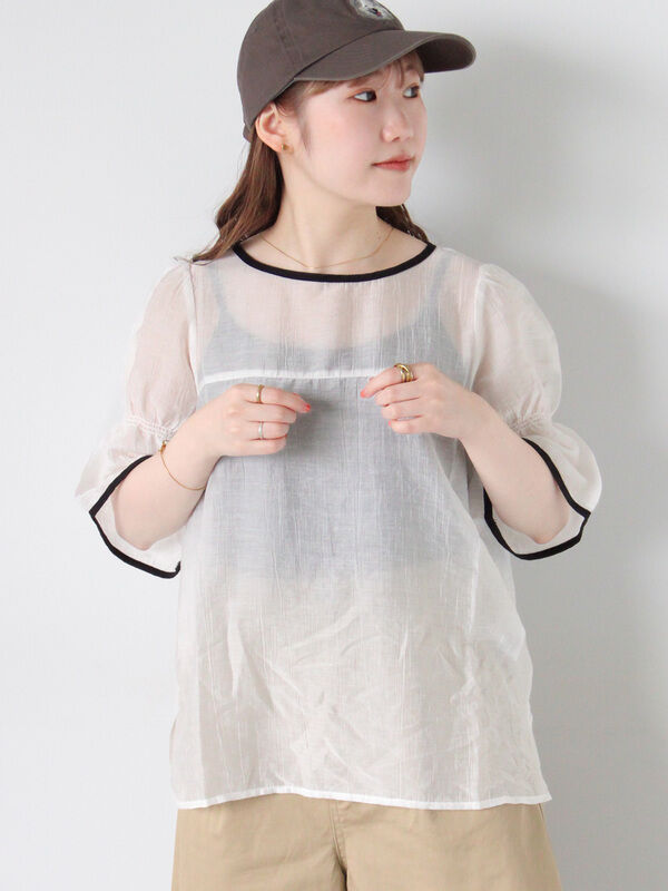 ◎配色パイピングブラウス（トップス/シャツ・ブラウス）【セール