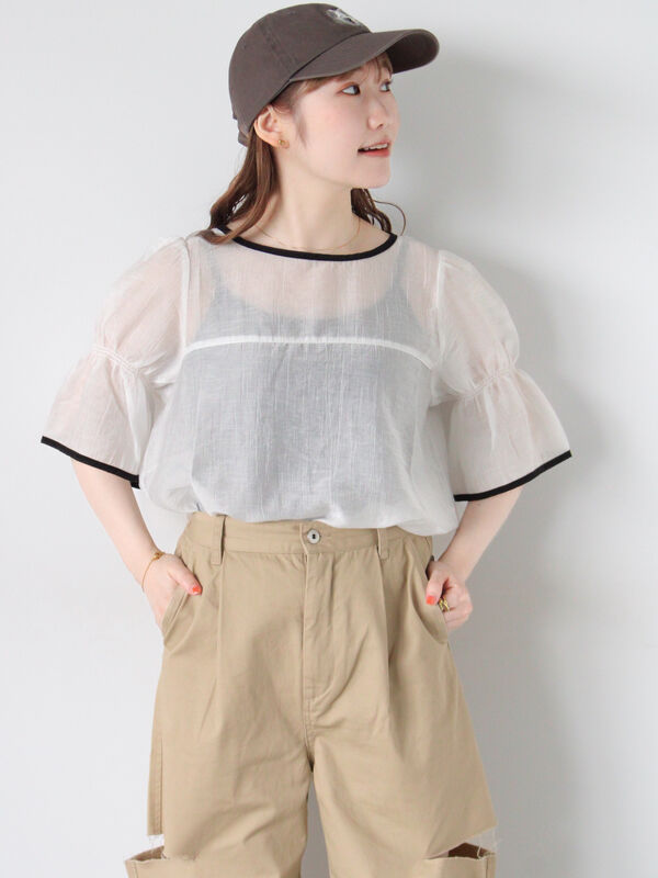 ◎配色パイピングブラウス（トップス/シャツ・ブラウス）【セール