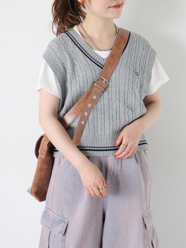 ハート刺繍チルデンベスト（アウター/ベスト）【セール】｜ehka sopo