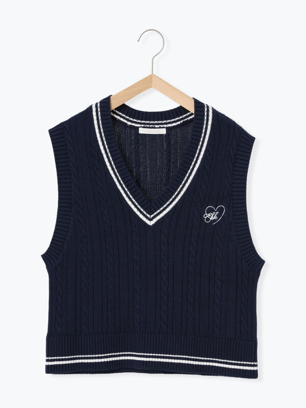 ハート刺繍チルデンベスト（アウター/ベスト）【セール】｜ehka sopo