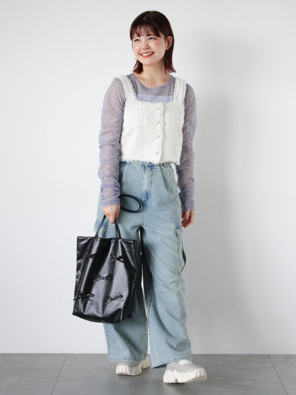 yo BIOTOP/EUCHRONIA ビスチェ 静電気防止】やわもちヤーン ニットビスチェ