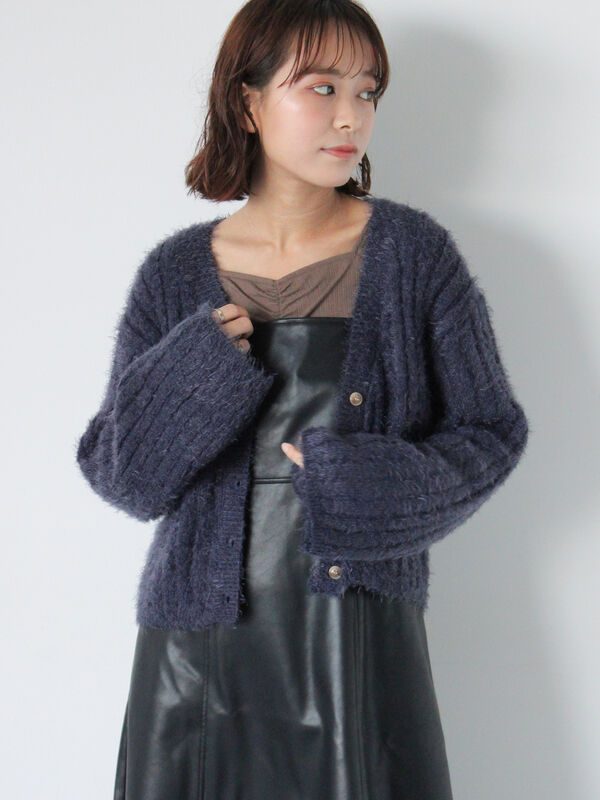 プレート付Vネックカーディガン（トップス/カーディガン）【セール