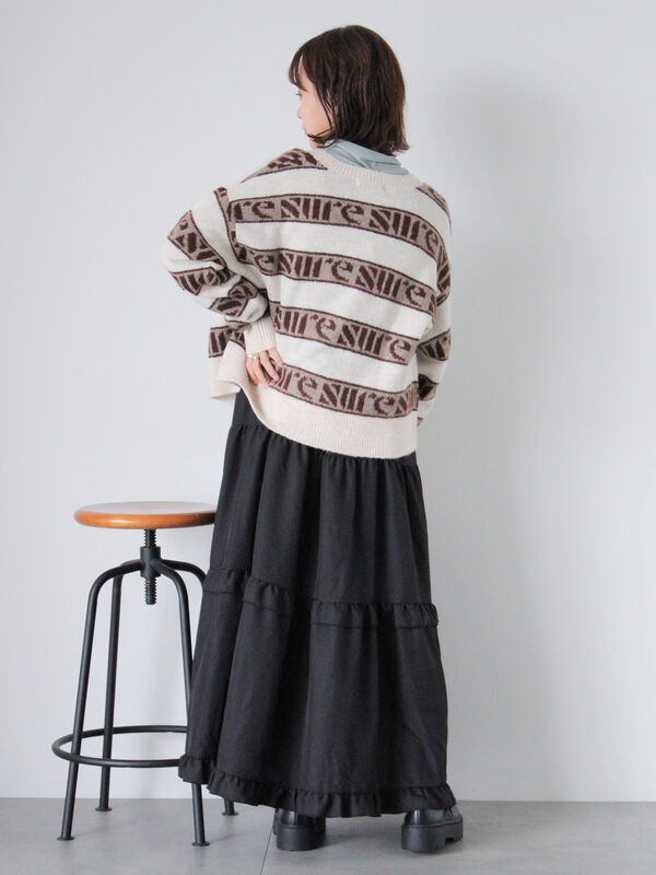 ボーダーロゴジャカードカーディガン（トップス/カーディガン