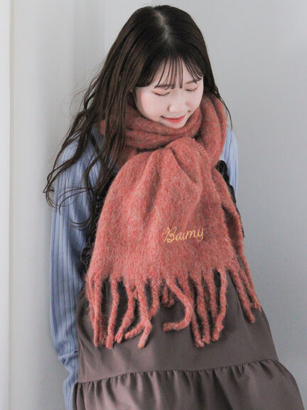 刺繍入りマフラー（オレンジ/サックスブルー/キナリ）｜ehka sopo（エヘカソポ）通販