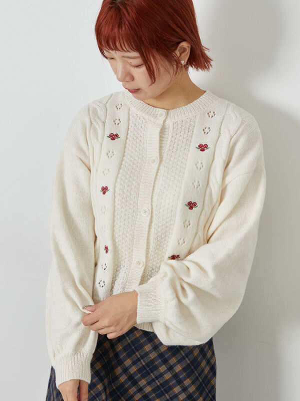 花刺繍カーディガン（トップス/カーディガン）【セール】｜ehka sopo