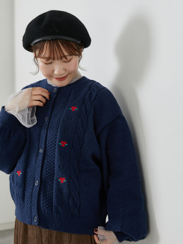 花刺繍カーディガン（トップス/カーディガン）【セール】｜ehka sopo