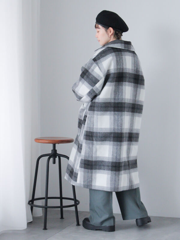 チェックステンカラーコート（アウター/コート）【セール】｜ehka sopo