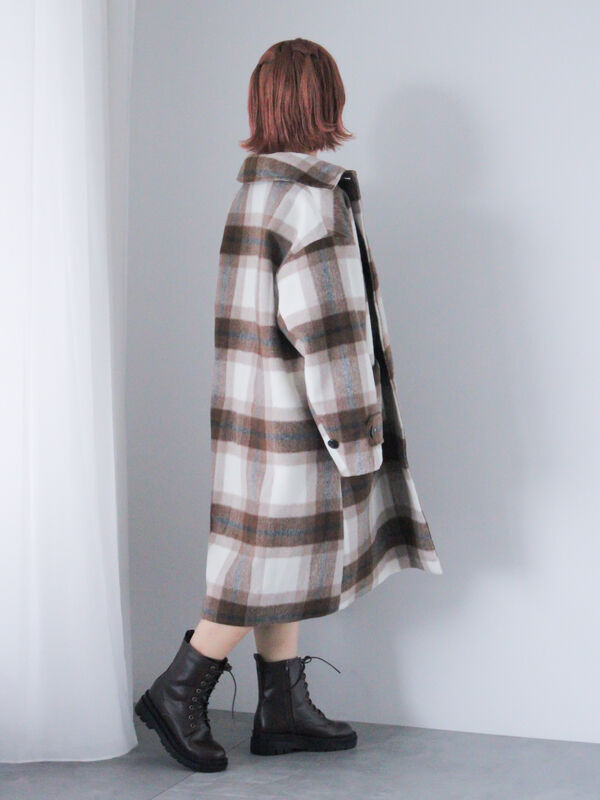 チェックステンカラーコート（アウター/コート）【セール】｜ehka sopo