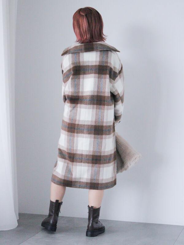 チェックステンカラーコート（アウター/コート）【セール】｜ehka sopo
