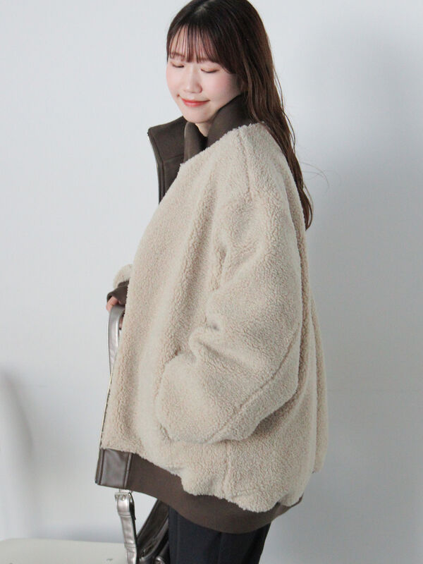 エコレザーボアリバーシブルジャケット（アウター/ブルゾン）【セール