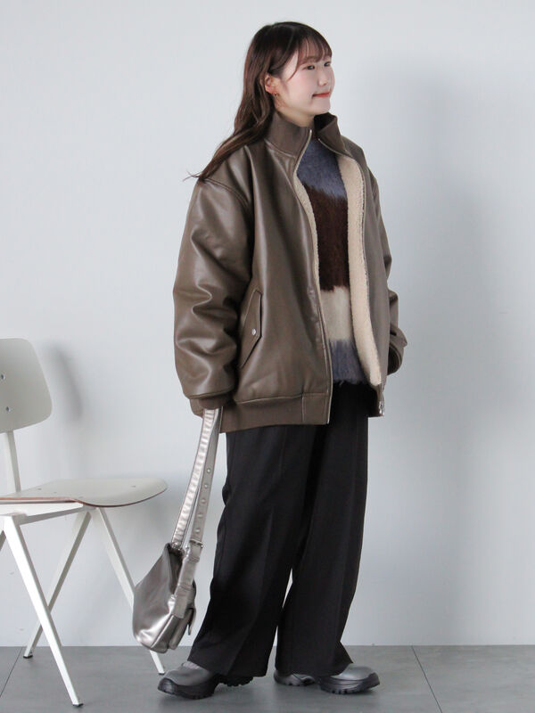 エコレザーボアリバーシブルジャケット（アウター/ブルゾン）【セール