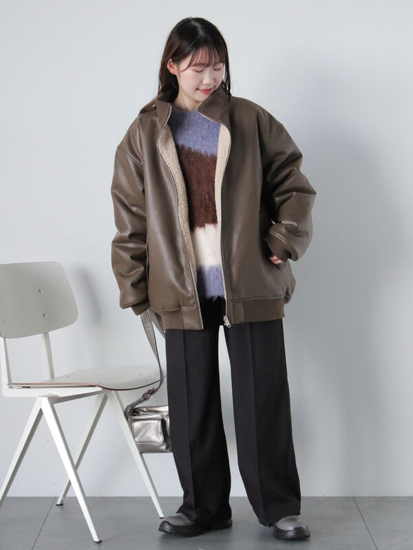 エコレザーボアリバーシブルジャケット（アウター/ブルゾン）【セール