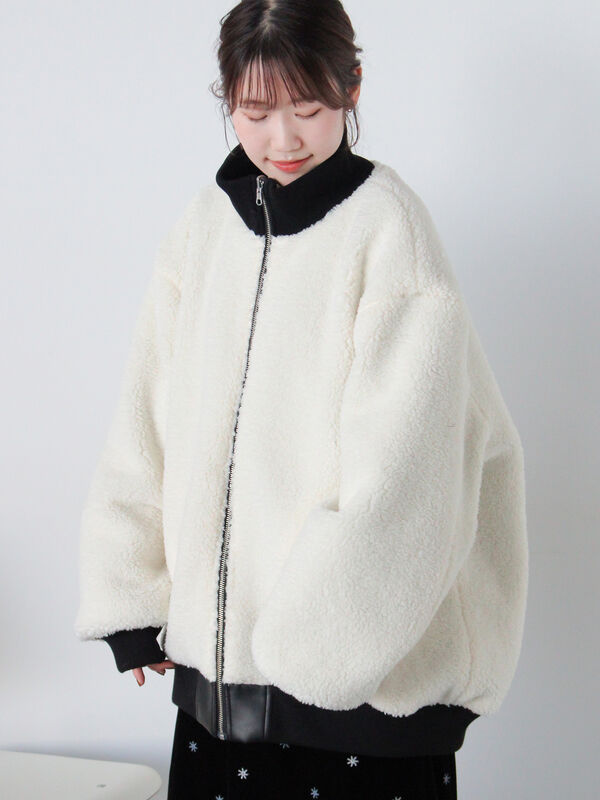 エコレザーボアリバーシブルジャケット（アウター/ブルゾン）【セール