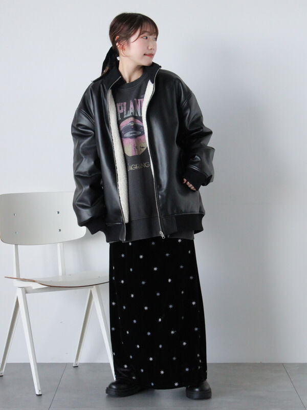 エコレザーボアリバーシブルジャケット（アウター/ブルゾン）【セール