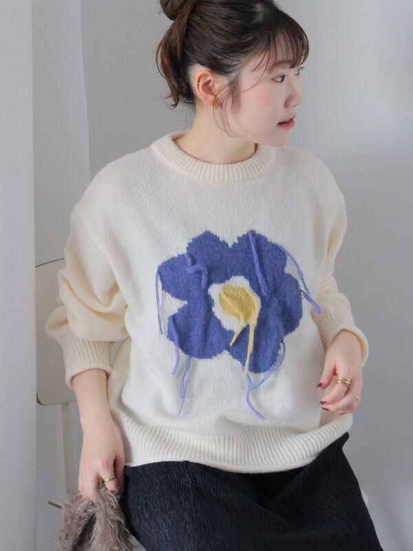 花モチーフニット（トップス/ニット・セーター）【セール】｜ehka sopo