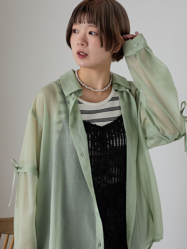2WAY袖シアーシャツ（トップス/シャツ・ブラウス）【セール】｜ehka
