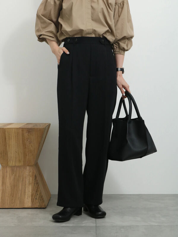 サイドベルトタックパンツ（ボトムス/パンツ）【セール】｜Samansa
